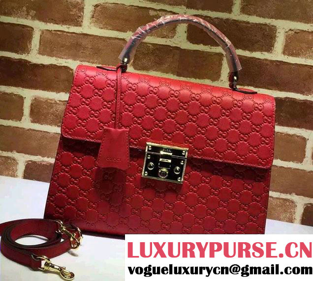 Gucci Padlock Signature Top Handle Medium Bag 428208 Red 2016