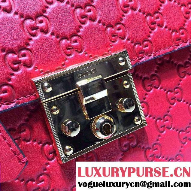 Gucci Padlock Signature Top Handle Medium Bag 428208 Red 2016