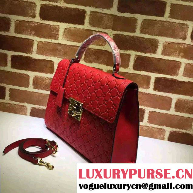 Gucci Padlock Signature Top Handle Medium Bag 428208 Red 2016