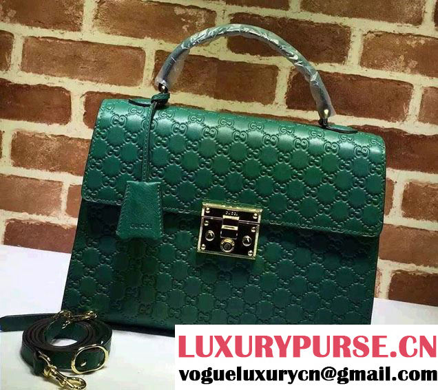 Gucci Padlock Signature Top Handle Medium Bag 428208 Green 2016