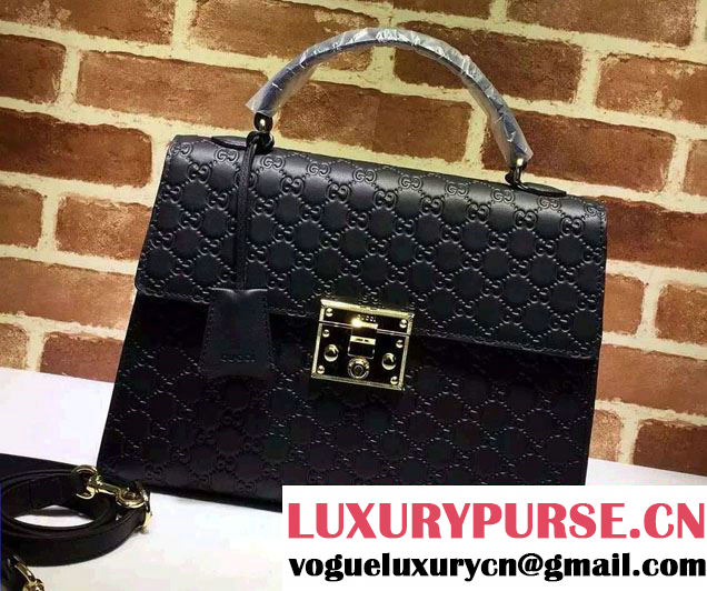 Gucci Padlock Signature Top Handle Medium Bag 428208 Black 2016