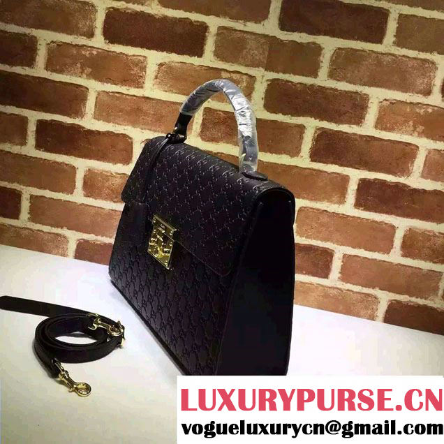 Gucci Padlock Signature Top Handle Medium Bag 428208 Black 2016