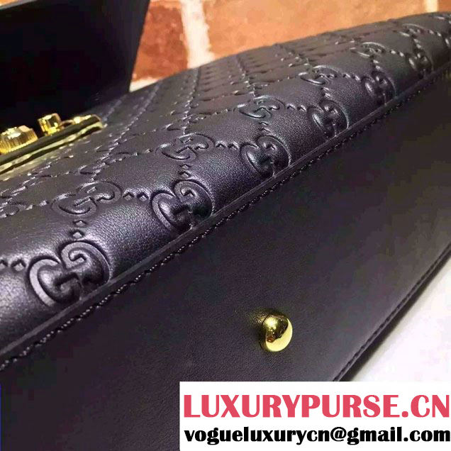 Gucci Padlock Signature Top Handle Medium Bag 428208 Black 2016
