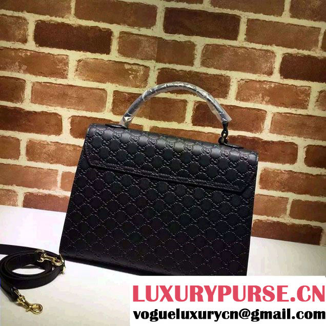 Gucci Padlock Signature Top Handle Medium Bag 428208 Black 2016