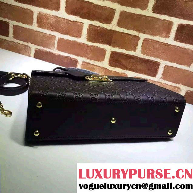 Gucci Padlock Signature Top Handle Medium Bag 428208 Black 2016