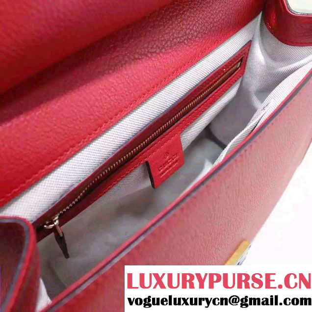 Gucci GG Marmont Leather Top Handle Medium Bag 409155 Red 2016