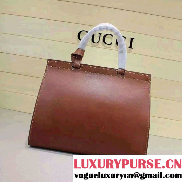 Gucci GG Marmont Leather Top Handle Medium Bag 409155 Brown 2016