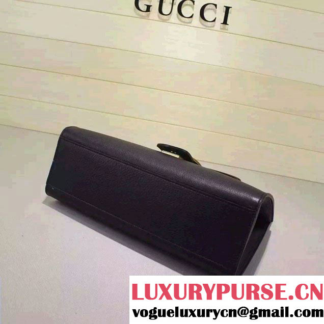 Gucci GG Marmont Leather Top Handle Medium Bag 409155 Black 2016