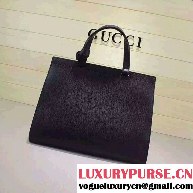 Gucci GG Marmont Leather Top Handle Medium Bag 409155 Black 2016