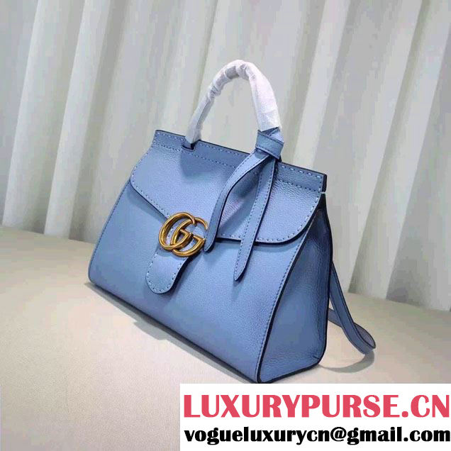 Gucci GG Marmont Leather Top Handle Small Bag 421890 Sky Blue 2016