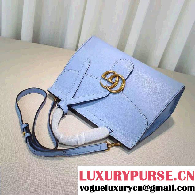 Gucci GG Marmont Leather Top Handle Small Bag 421890 Sky Blue 2016
