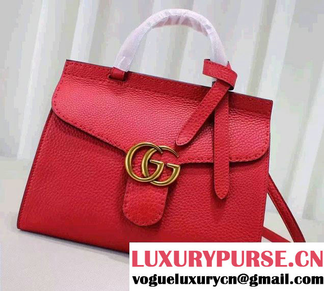 Gucci GG Marmont Leather Top Handle Small Bag 421890 Red 2016