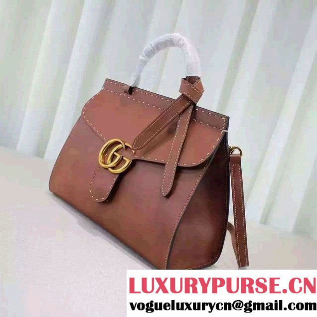 Gucci GG Marmont Leather Top Handle Small Bag 421890 Brown 2016