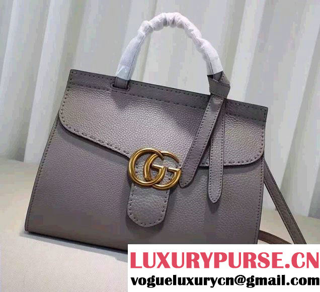 Gucci GG Marmont Leather Top Handle Small Bag 421890 Gray 2016