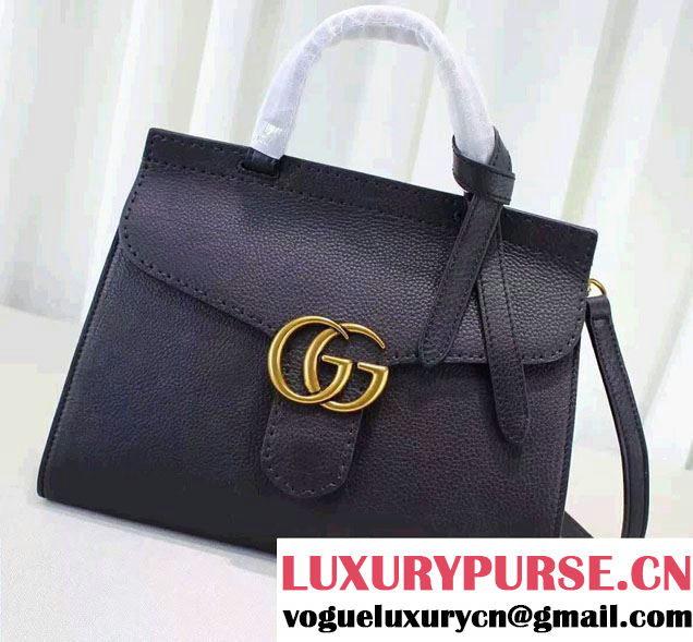 Gucci GG Marmont Leather Top Handle Small Bag 421890 Black 2016