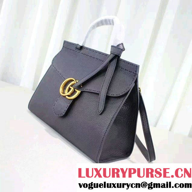 Gucci GG Marmont Leather Top Handle Small Bag 421890 Black 2016