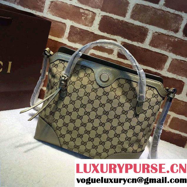Gucci Bree Original GG Canvas Top Handle Medium Bag 353120 Light Gold
