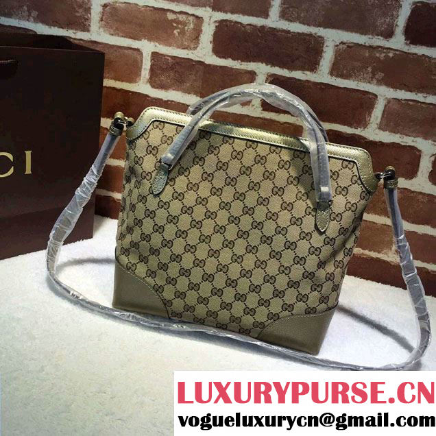 Gucci Bree Original GG Canvas Top Handle Medium Bag 353120 Light Gold