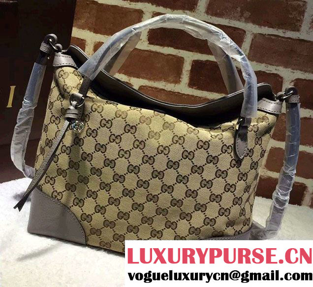 Gucci Bree Original GG Canvas Top Handle Medium Bag 353120 Gray