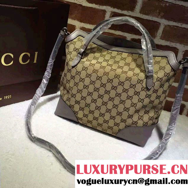 Gucci Bree Original GG Canvas Top Handle Medium Bag 353120 Gray