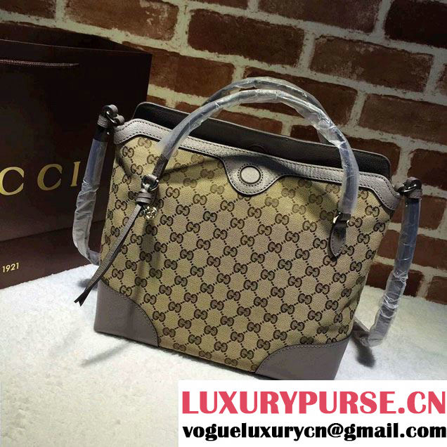 Gucci Bree Original GG Canvas Top Handle Medium Bag 353120 Gray