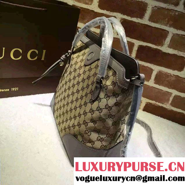 Gucci Bree Original GG Canvas Top Handle Medium Bag 353120 Gray