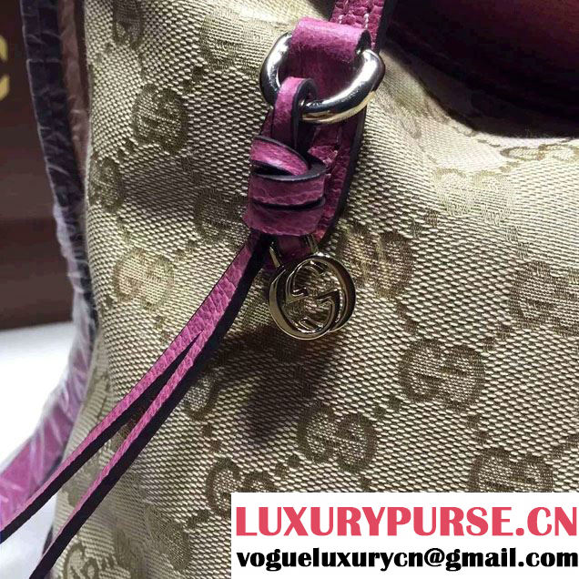 Gucci Bree Original GG Canvas Top Handle Medium Bag 353120 Fuchsia