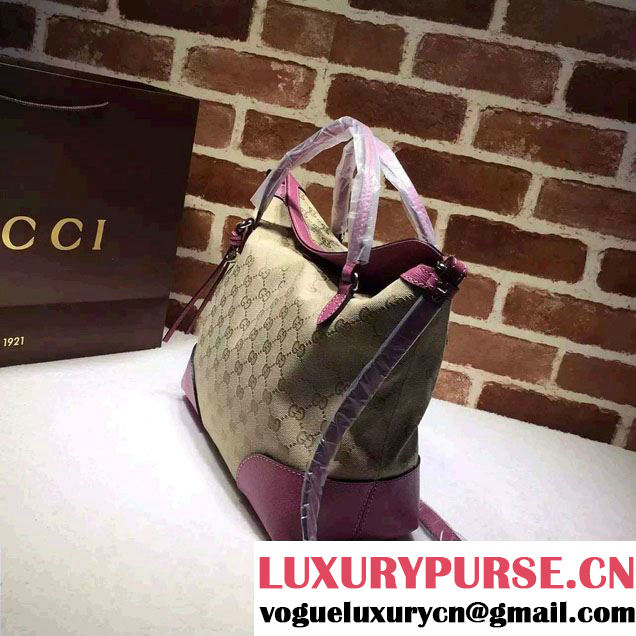 Gucci Bree Original GG Canvas Top Handle Medium Bag 353120 Fuchsia