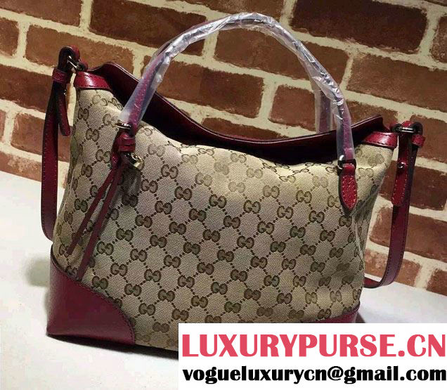 Gucci Bree Original GG Canvas Top Handle Medium Bag 353120 Burgundy