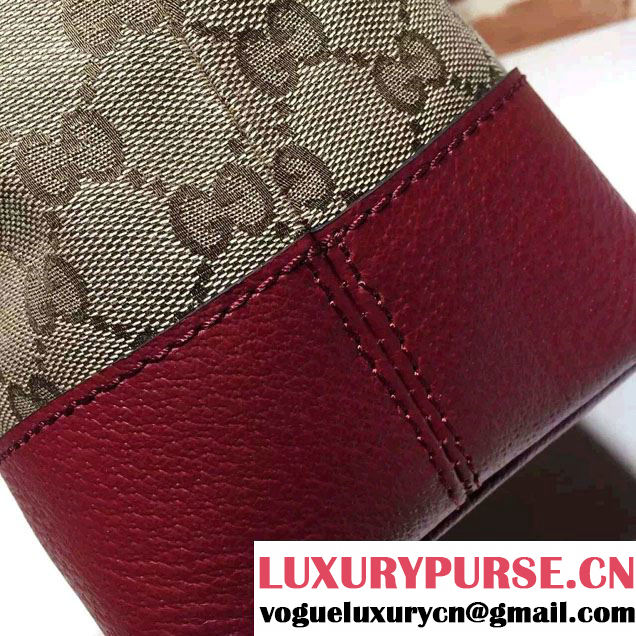Gucci Bree Original GG Canvas Top Handle Medium Bag 353120 Burgundy