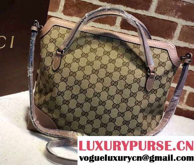 Gucci Bree Original GG Canvas Top Handle Medium Bag 353120 Nude Pink