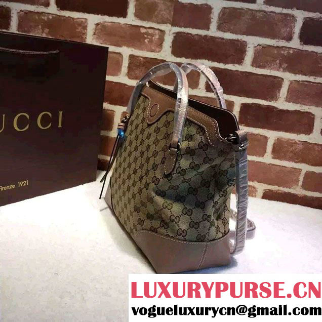 Gucci Bree Original GG Canvas Top Handle Medium Bag 353120 Nude Pink