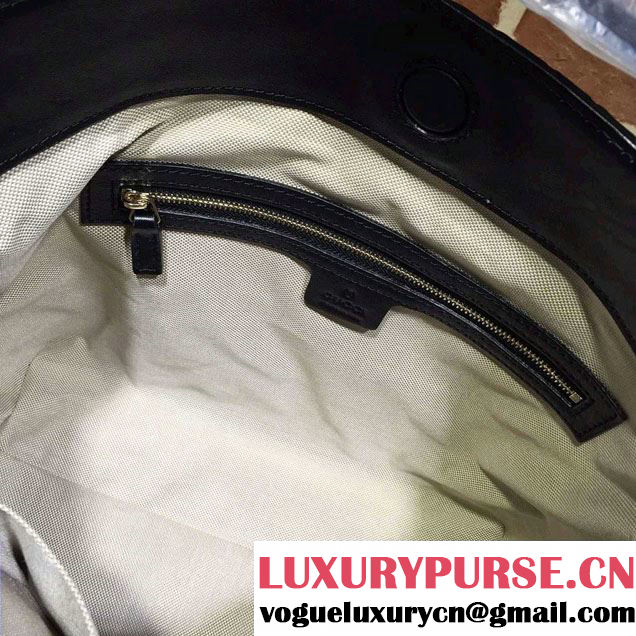 Gucci Bree Guccissima Leather Top Handle Medium Bag 353120 Black