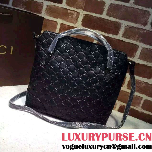 Gucci Bree Guccissima Leather Top Handle Medium Bag 353120 Black