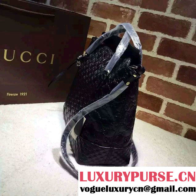 Gucci Bree Guccissima Leather Top Handle Medium Bag 353120 Black
