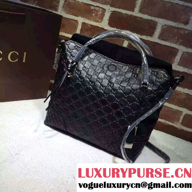 Gucci Bree Guccissima Leather Top Handle Medium Bag 353120 Black