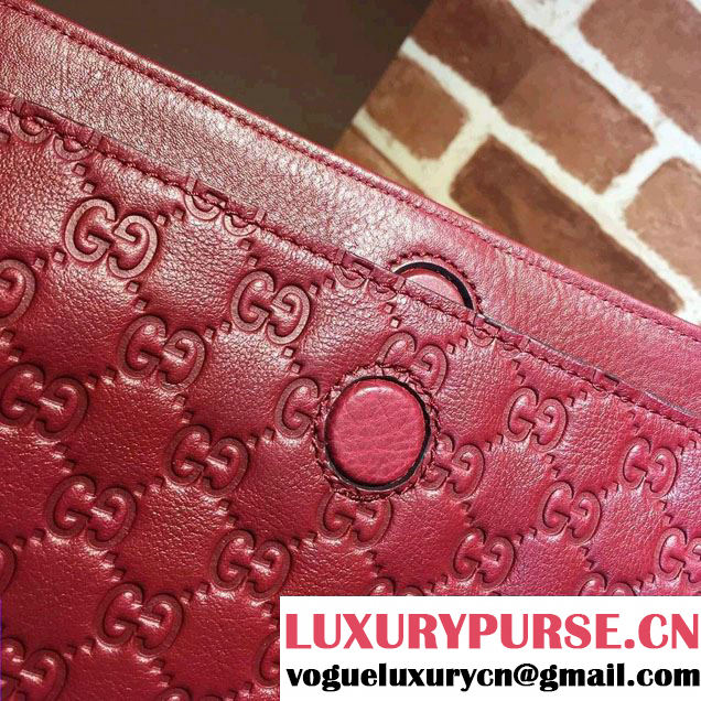 Gucci Bree Guccissima Leather Top Handle Medium Bag 353120 Burgundy