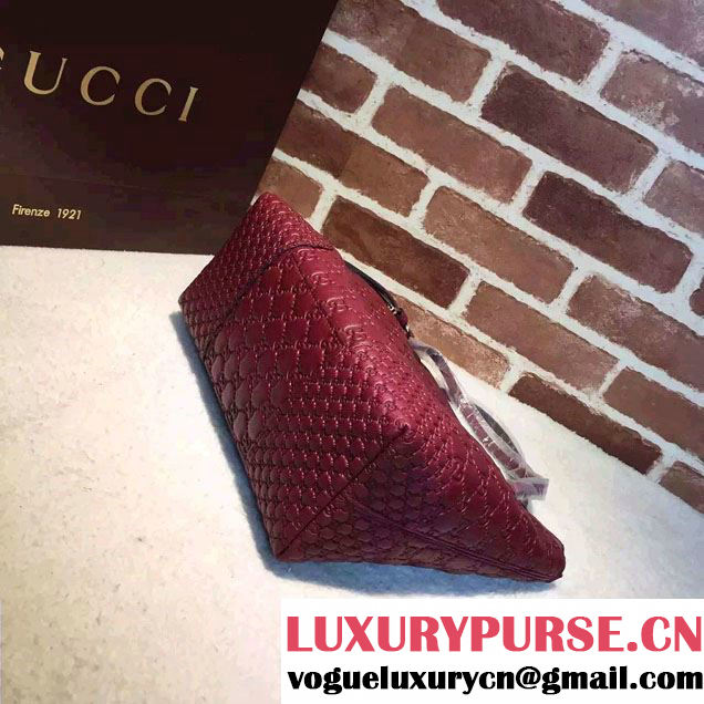 Gucci Bree Guccissima Leather Top Handle Medium Bag 353120 Burgundy