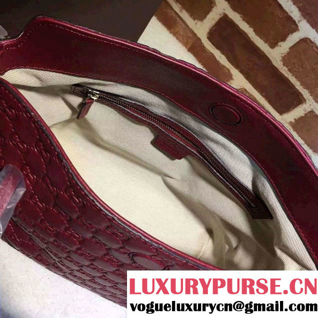 Gucci Bree Guccissima Leather Top Handle Medium Bag 353120 Burgundy