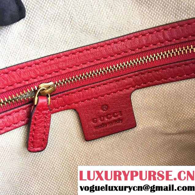 Gucci Web Leather Top Handle Bag 415728 Red 2016