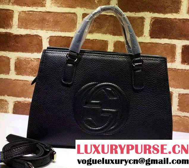 Gucci Soho Leather Top Handle Medium Bag 431571 Black 2016