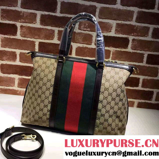 Gucci Rania Original GG Canvas Top Handle Medium Bag 309621 Coffee