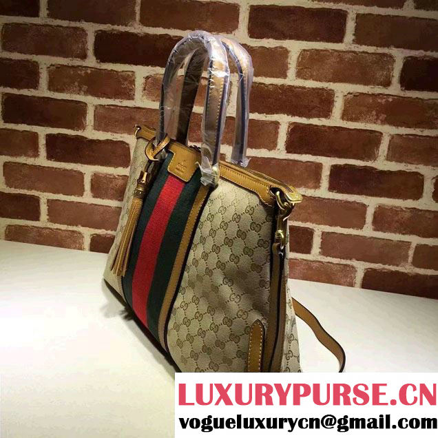 Gucci Rania Original GG Canvas Top Handle Medium Bag 309621 Apricot