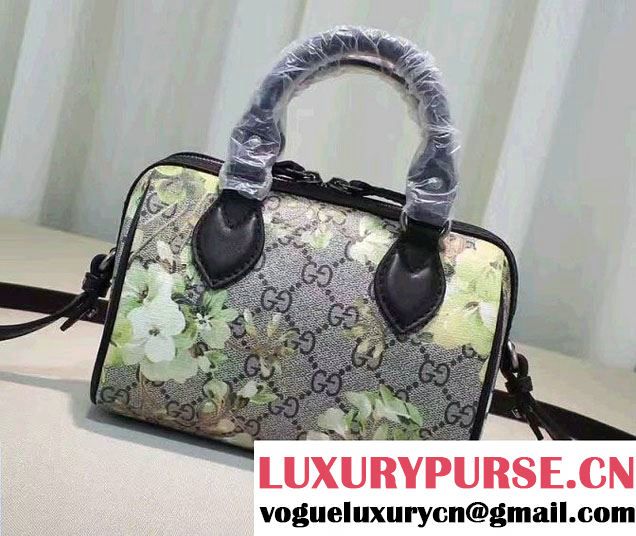 Gucci GG Supreme Mini Top Handle Mini Bag 432123 Green Blooms 2016