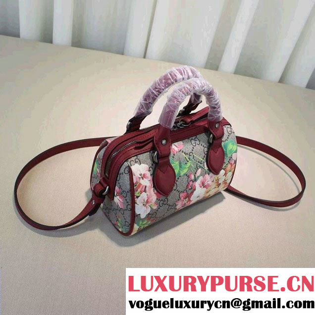 Gucci GG Supreme Mini Top Handle Mini Bag 432123 Red Blooms 2016