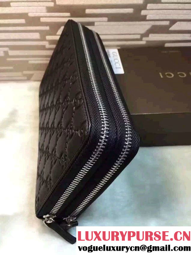 Gucci Signature Leather Travel Document Case Black 395474 2016