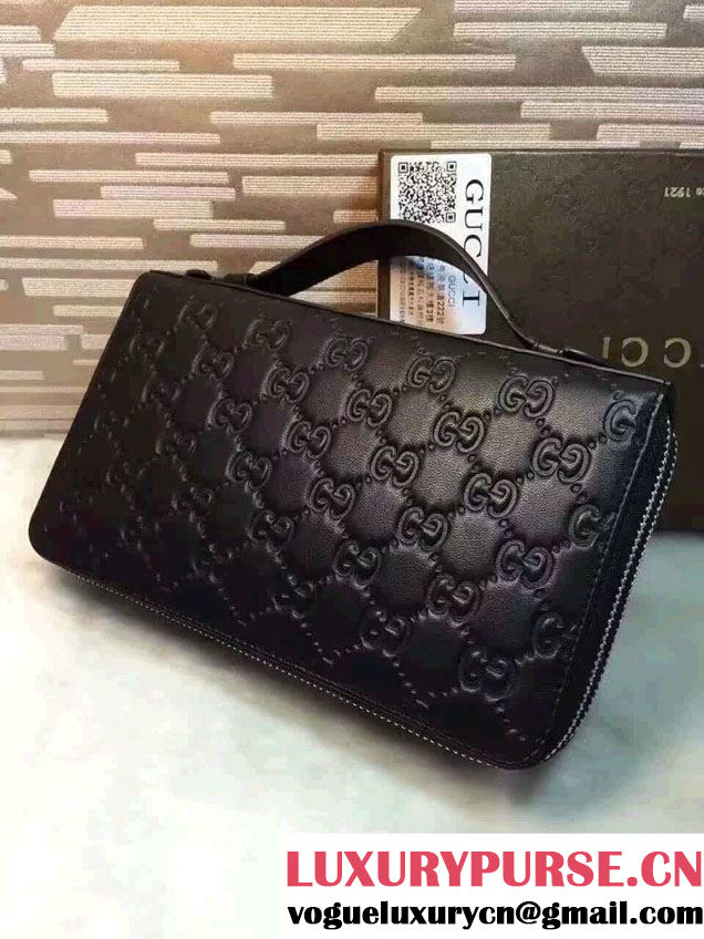 Gucci Signature Leather Travel Document Case Black 395474 2016