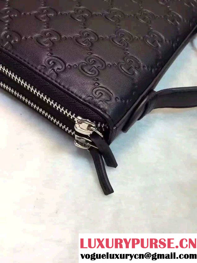 Gucci Signature Leather Travel Document Case Black 395474 2016