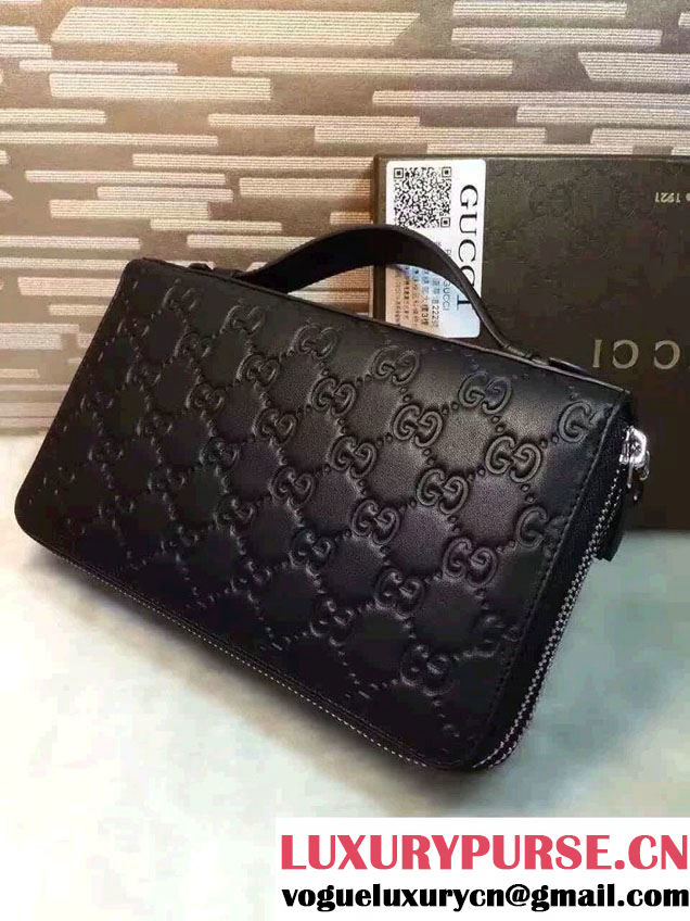 Gucci Signature Leather Travel Document Case Black 395474 2016