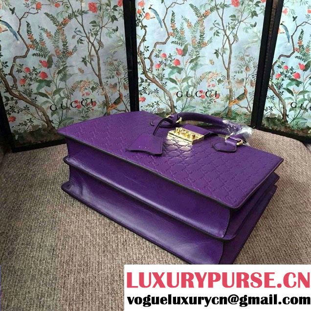 Gucci Signature Leather Padlock Top Handle Small Bag 428207 Purple 2016